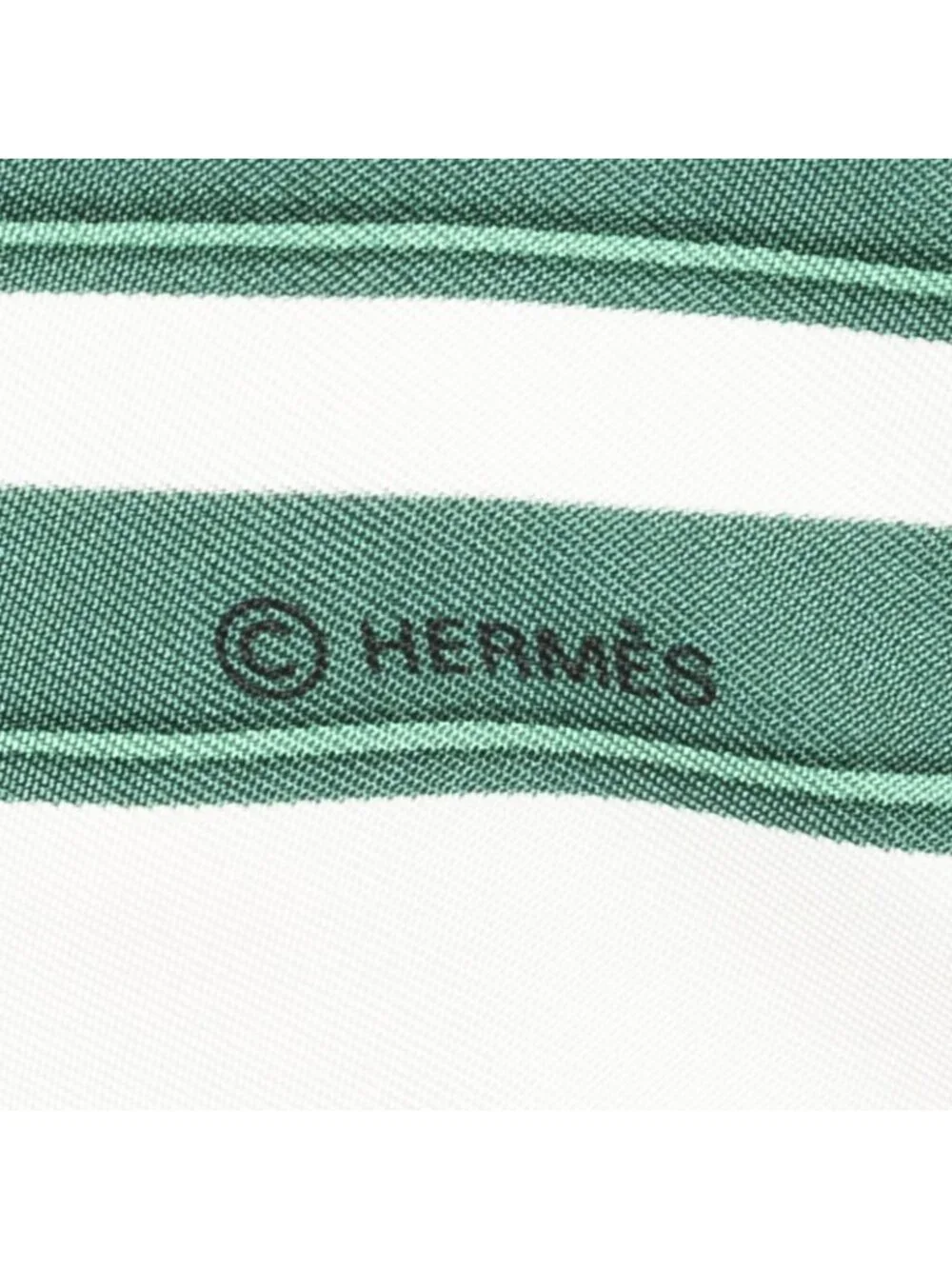 ★SOLD★ Hermes Scarf Green White 100% Gold Twill Silk - Picture 4 of 5